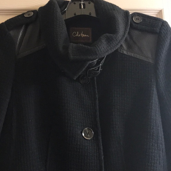 Wool leather trim coat - Picture 2 of 8